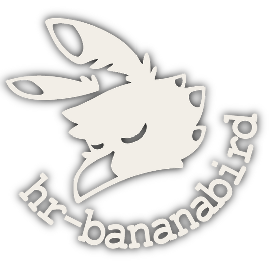 The logo of hr-bananabird, depicting a bird with long ear-like feathers and closed eyes.